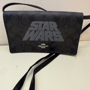 ✨ Star Wars x Coach Hayden Foldover Crossbody Clutch – Black Smoke Multi